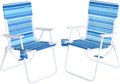 SunnyFeel 15 Tall Folding Beach Chair for Adults 2 Pack Oversized Portable High Seat Sand Chair Heavy Duty 300 LBS Foldable Camping Lawn Chairs for Camp/Outdoor/Travel/Picnic/Concert/Sports
