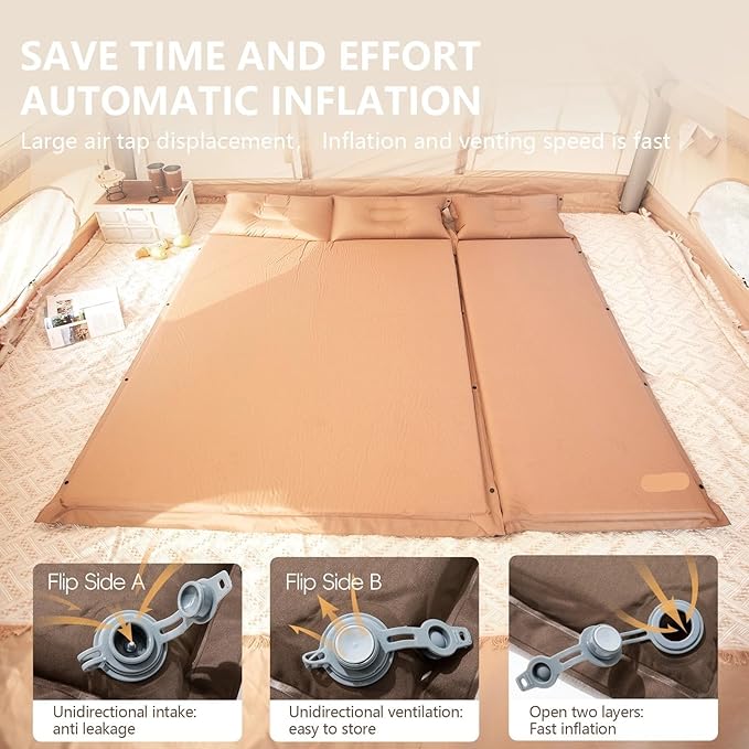 Outdoor Self-Inflating Mattress Camping Inflatable Sleeping Pad Splicable Ultralight Air Mat for Travel Hiking Picnic