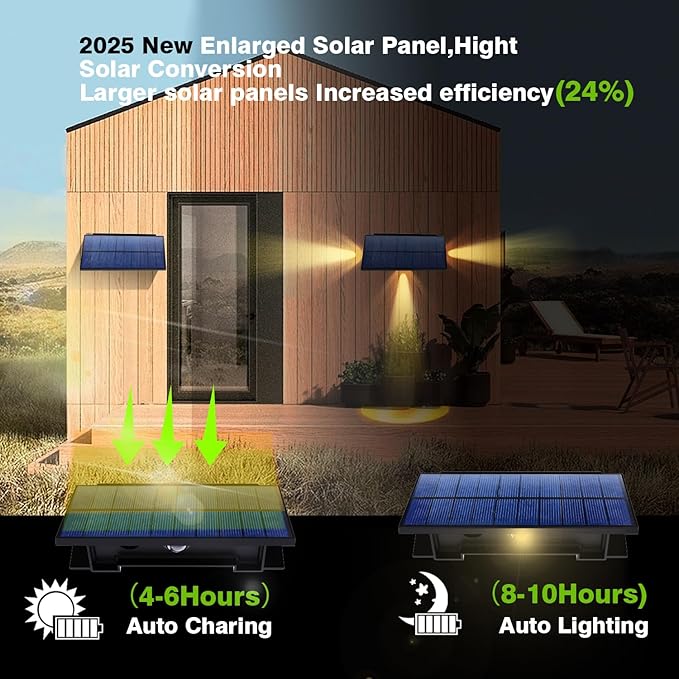 3LED Solar Fence Lights Outdoor Bright Wall Light Dusk to Dawn Ip65 Waterproof Solar Powered LightsTriple-Sided Illumination for Deck/Patio/Yard/Garage/Proch(Warm White 4 Pack)