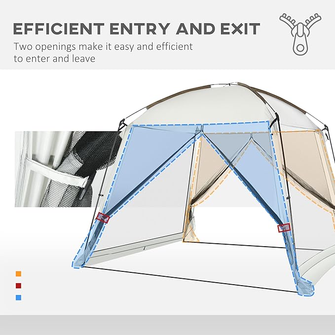 Outsunny 10' x 10' Screen House Room UV50+ Screen Tent with 2 Doors and Carry Bag Easy Setup for Patios Outdoor Camping Activities