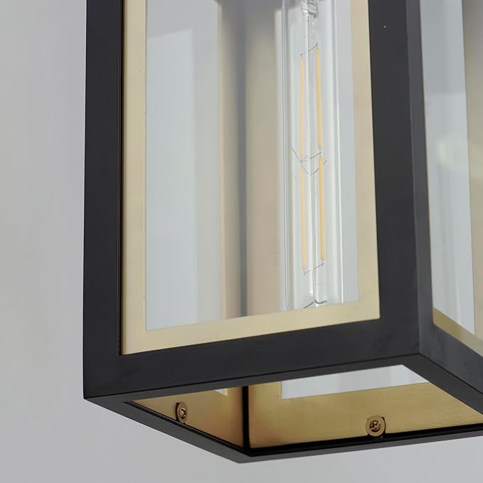 Maxim Lighting 30051CLBKGLD I Neoclass Collection 12 Inch One Light Outdoor Ceiling Pendant I Black &amp Gold Finish I Modern Contemporary Light Fixture I Adjustable Height I