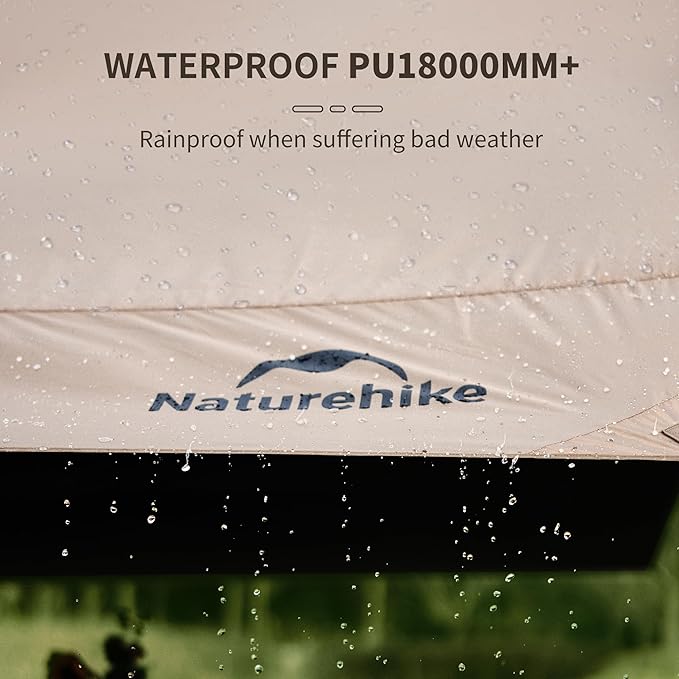 Naturehike Cloud Skies Camping Tent Tarp with Poles Waterproof PU 18000mm+ Rain Shelter Anti-UV UPF2000+ Camping Sun Shelter Canopy