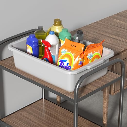 35 L Plastic Commercial Bus Tub Large Bus Tubs Restaurant Light Gray 4 Packs