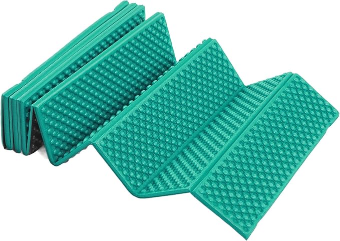 KIMISS Foldable Double Egg Crate Sleeping Pad - Thickened Foam Sleep Mat for Outdoor Camping - 186x57CM TravelFriendly Design (Dark Green)