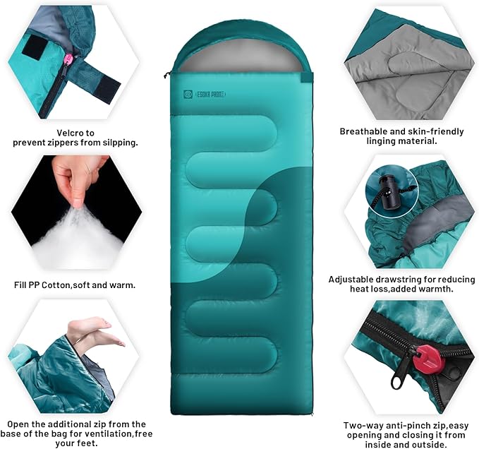 Sleeping Bags for Adults&ampKidsLightweight Waterproof Warm Weather Sleeping BagCompact Portable Sleeping Bag for CampingEssentials Gear for Camping Hiking Outdoor Travel