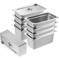 VEVOR 8 Pack Hotel Pans with Lids 1/3 Size Anti-Jam Steam Pan 0.8mm Thick Stainless Steel Steam Table Pan 6-Inch Deep Commercial Table Pan Catering Storage Food Pan for Industrial &amp Scientifi