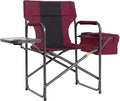 Director Camping Chair with Cooler Bag &amp Foldable Side Tray - 400lbs Heavy Duty Outdoor Folding Lawn Chair Portable Camp Chair for Backyard Fishing Beach (Red)