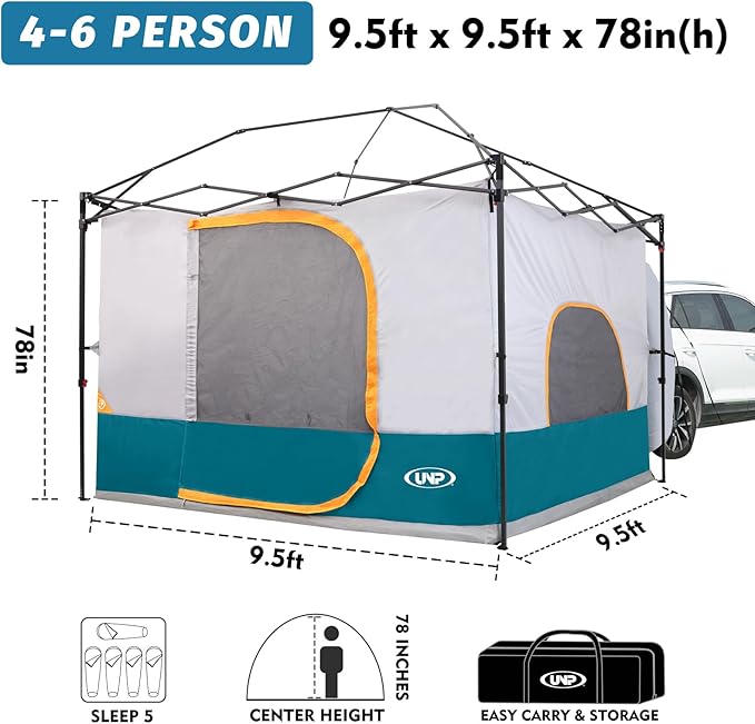 UNP Camping Canopy - Inner Tent - Side Tents - SUV Camping Cube for 10' x 10' Pop Up Canopies (Canopy Pole/Shelter NOT Included) (Ocean Blue-SUV Cube Tent)