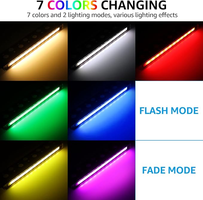 LEONLITE 8-Pack Premium Series RGB 12 Inch 5W LED Retaining Wall Lights Swivel Color Changing Hardscape Lighting Low Voltage 12V-24V AC/DC LED Landscape Hardscape Paver Light Outdoor Step Light ETL