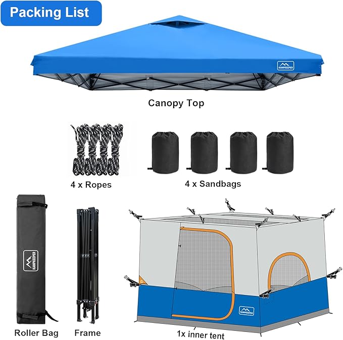 KAMPKEEPER 6 Person Camping Tent 10x10 Pop Up Canopy Tent with Camping Inner Tent Converts 10'x10' Straight Leg Canopy into Camping Tent–Fully Vented Roof(Canopy &amp Frame Included)