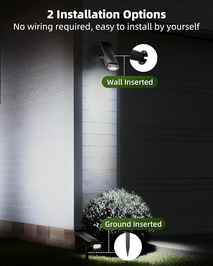 EZVALO Solar Spot Lights Outdoor IP67 Waterproof Adjustable Solar Landscape Lights 3 Lighting Modes Solar Spotlights for Outside Yard Garden Plant Trees Pathway Flag (Cool White-6Pack)