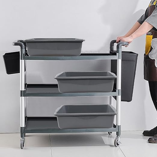 Yuright 22 L Grey Plastic Commercial Bus Tubs 4 Packs Restaurant Bus Tote Box