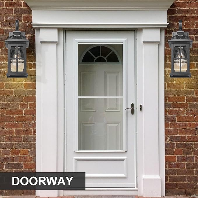 Darkaway Outdoor Wall Lights Exterior Light Fixture with Seeded Glass Aluminum Anti-Rust Exterior Lights Sconces Lighting for House Porch Yard Hallway Doorway Garage