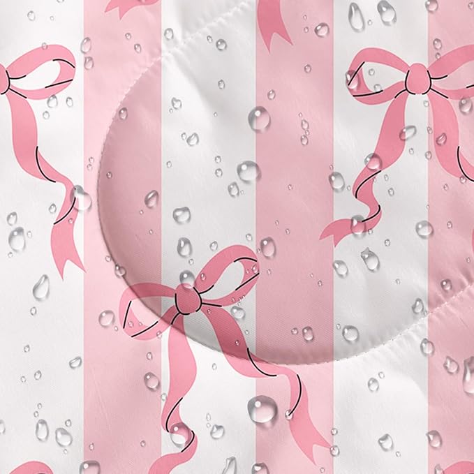 Girls Bow Sleeping BagPink Bowknot Waterproof Portable Camping BagPink and White Stripes Girly Portable Compact with Compression Sack for Backpacking Outdoor Indoor in Spring Summer Fall