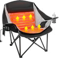 Suteck Heated Camping Chair Oversized Heated Chairs W/3 Heat Levels &amp 2 Heating Zones Portable Heated Folding Chair Use for Outdoor Sports Camping Lawn Battery NOT Included