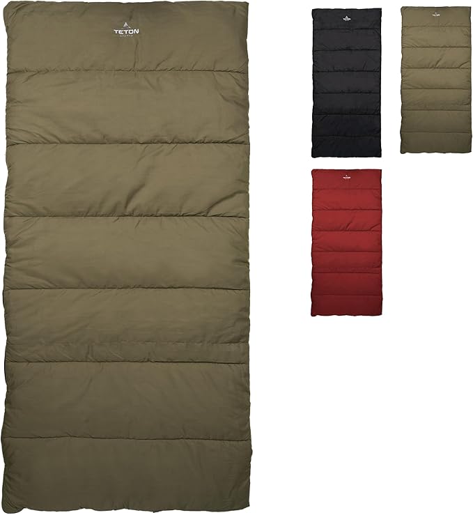 Teton Evergreen Sleeping Bag for Adults – Warm &amp Cozy All-Season Camping Sleeping Bag with Spacious Fit for Cold Weather or Mild Nights