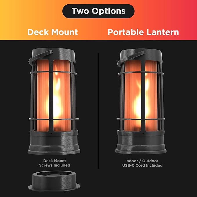 FoxFlame Metal Outdoor Solar LanternFlickering Solar Lanterns Outdoor Waterproof with Patented LEDOutdoor Lanterns for PorchPatioGardenTabletopHanging UseMatte Black(2 Pack)