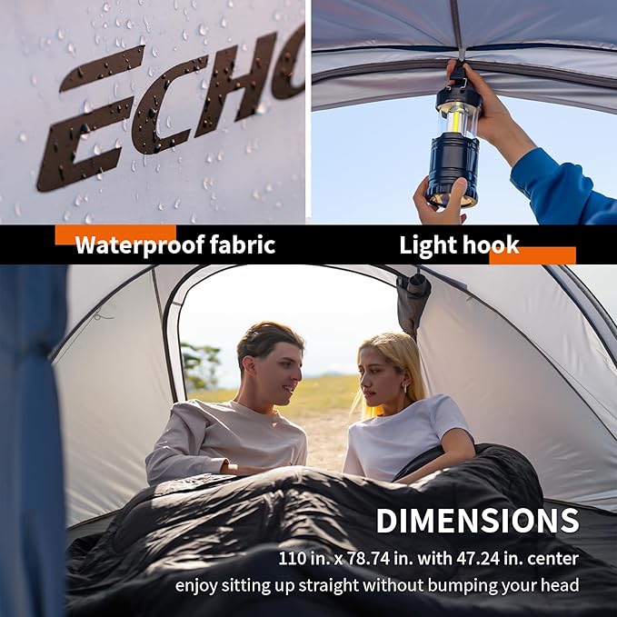 EchoSmile Instant Pop Up Camping Tent 2/4/6 Person Easy Setup Tent Water Resistant Dome Portable with Carry Bag