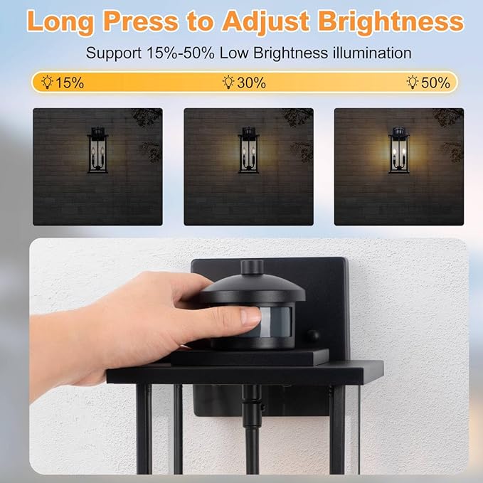 Large Motion Sensor Outdoor Sconce 2-Pack 16 Black Dusk to Dawn Wall Light Outdoor Wall Mount Fixtures 2-Light Exterior Waterproof Wall Lights Doorway House Front Door Patio Garage
