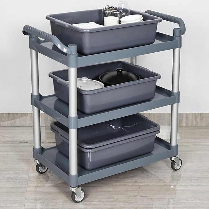 22 L Plastic Commercial Bus Tubs Large Bussing Tubs Grey Bus Pans 4 Packs