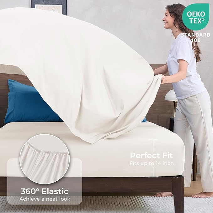 HEVUMYI Teal Blue &amp Ivory Queen Comforter Set - 7-Piece All Season Bed in a Bag Queen Ultra Soft Bedding Set with Comforter Flat Sheet Fitted Sheet Pillowcases Pillow Shams Teal Blue &amp I