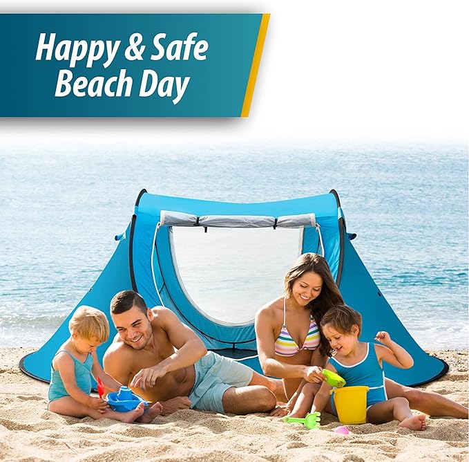 Vaygway Pop-up Tent and Automatic Instant Portable Cabana - Premium Quality 2-4 Person Easy Throw Setup Windproof Waterproof Travel Cabana Beach Tent Shelter- for Hiking Camping &amp Outdoor Activit