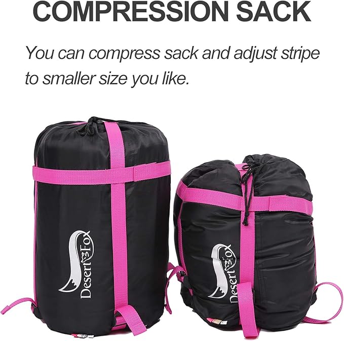 Desert &amp Fox Cotton Flannel Sleeping Bags with Pillow 4 Season Warm &amp Cold Weather Envelope Compression Sack Lightweight &amp Portable Backpacking Sleeping Bag for Outdoor Camping Hiking