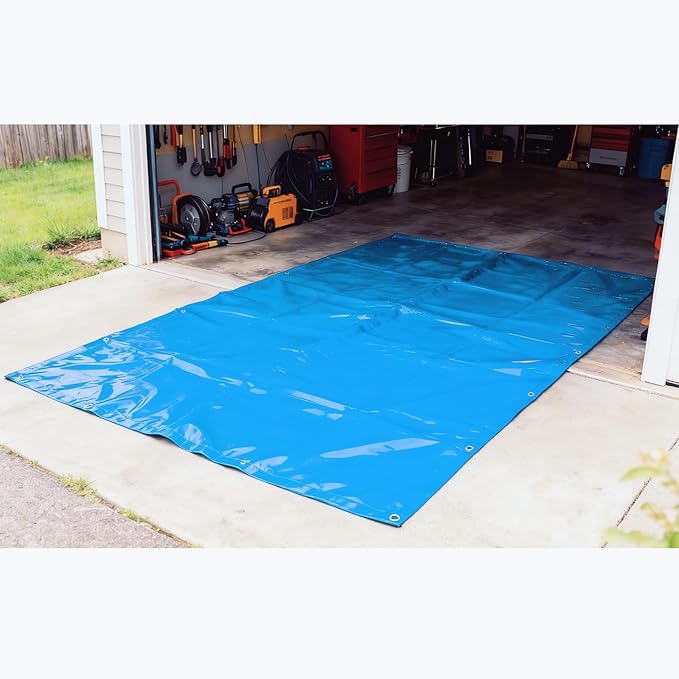1 Pack Heavy Duty Waterproof Tarpaulin - Blue &amp Red Reinforced PE Tarp with Grommets10 Mil ThickUV Resistant Weatherproof Cover for Truck Camping &amp Construction (9 * 19FT)