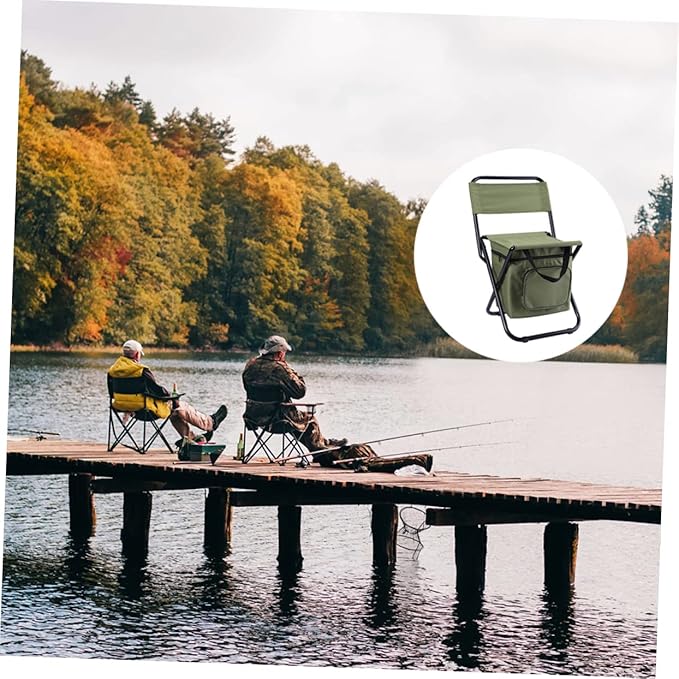 BESTonZON 1pc Multifunctional Outdoor Folding Fishing Chair Insulated Storage Bag and Backrest Portable Camping Seat for Fishing Hiking and Travel