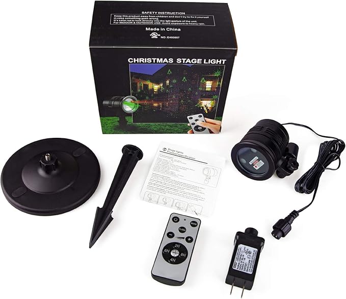 Christmas Laser Lights Outdoors Decoration Projector Light Waterproof LED Star Show for Xmas Decor House Home Yard Garden Patio Wall Indoor Red and Green with Wireless Remote