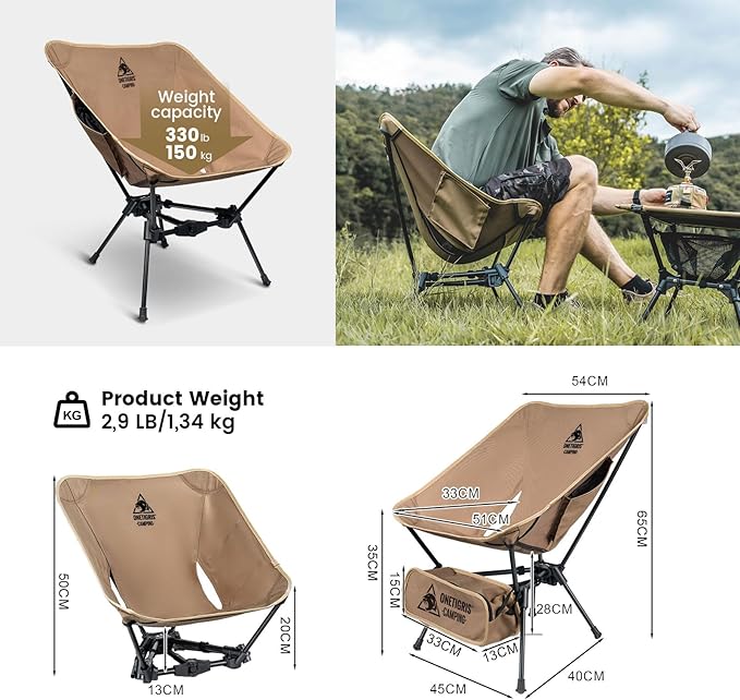 ONETIGRIS 2 Pack Tigerblade Camping Chair Lightweight Folding Backpacking Hiking Compact Portable 330 lbs Capacity