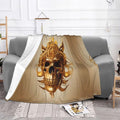 Golden Skull Soft Fleece Blanket 60 * 50 inch Soft Sofa Blanket Suitable for Sofa Camping Travel Night Cover Blanket