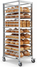 Commercial Aluminum Bakery Rack 18 Tier Heavy Duty Bun Pan Rack with 4 Swivel Casters 70 Inch Tall Sheet Pan Holder for Restaurant Pizzeria Kitchen Storage