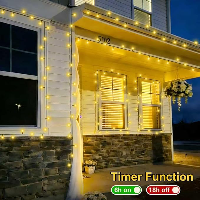QITONG 500LED Warm White Christmas Lights 165ft Christmas String Lights Outdoor Waterproof with Plug in Green Wire Twinkle Lights Indoor with 8 Modes