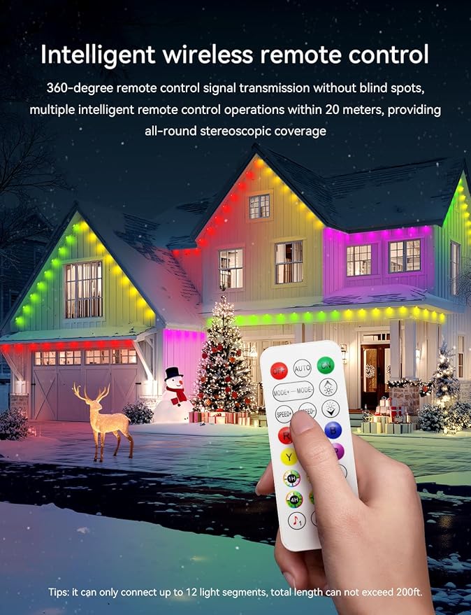Permanent Outdoor Lights for House -Eaves Lights 50FT with 25 IC+RGBCW LED IP67 Waterproof Smart Outside LED Christmas Light with App/Remote Eternity Lighting for Holiday/Daily