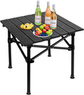 Camping Table Roll up Table2-4 Person Portable Adjustable Height Roll up Aluminum Table with Carry Bag