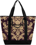 Insulated Shopping BagLarge Reusable Cooler Bags Damask Pattern Printed Foldable Shopping BagTravel Waterproof Shoulder Bag