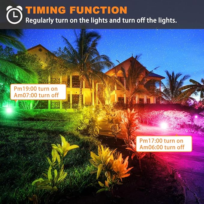 MELPO LED Flood Light Outdoor 500W Equivalent 5000LM Smart RGB Landscape Lighting with APP Control DIY Scenes - Timing - Warm White 2700K - Color Changing Uplight IP66 Waterproof US Plug (4 Pack)