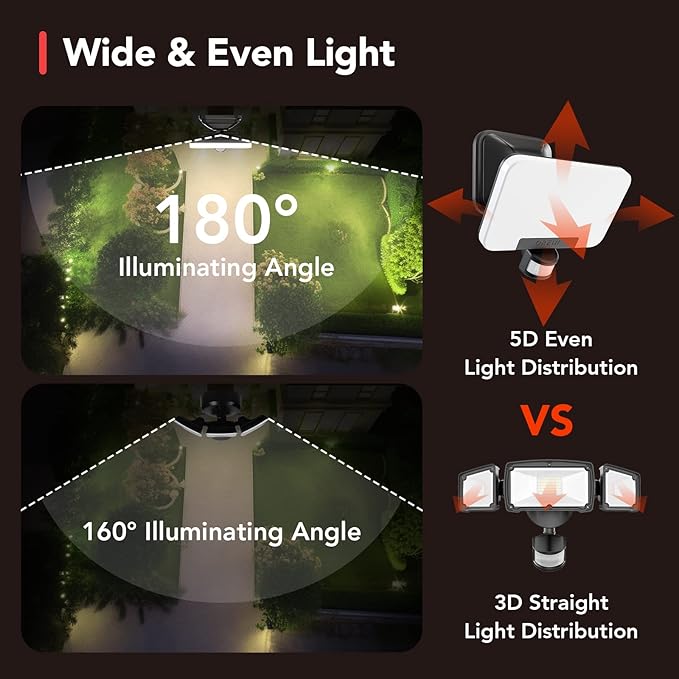 OREiN 3CCT Flood Lights Outdoor 3500LM 35W Motion Sensor Outdoor Lights 6000K/4000K/2700K LED Security Lights Dusk to Dawn IP65 Waterproof Motion Sensor Flood Lights for Garage Yard 1 Pack