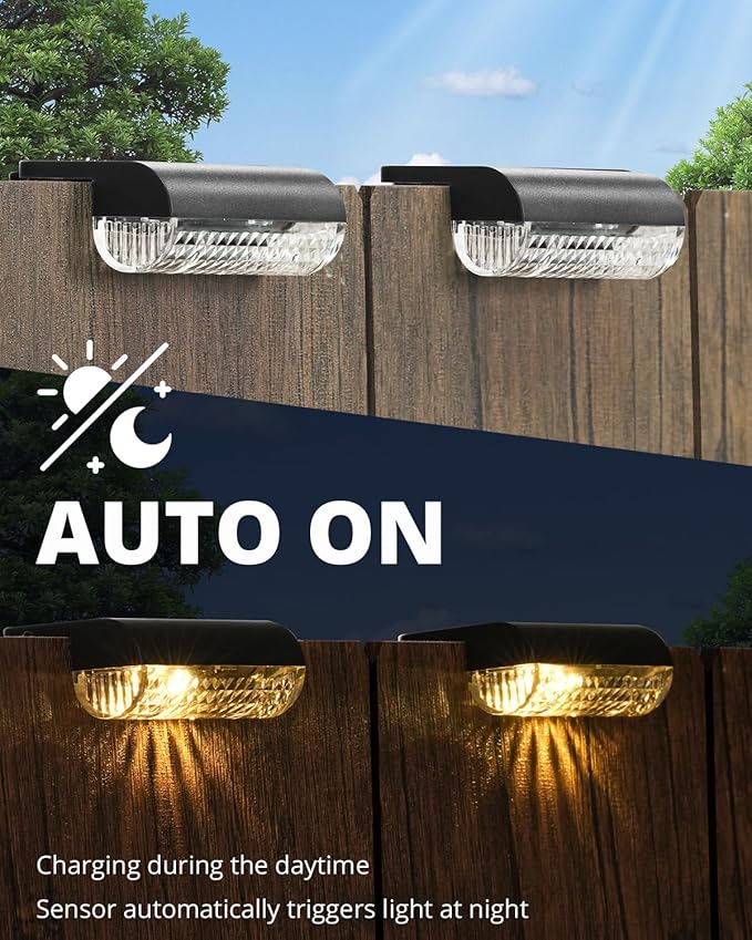 Solar Step Lights Outdoor 12-Pack Solar Deck Lights for Stairs Solar Fence Lights 3000K Warm White Auto Dusk-to-Dawn Weather Resistant Step Lights for Deck Railing Patio