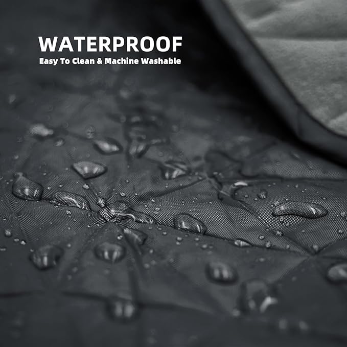Large Outdoor Waterproof Blanket Extra Thick Fleece Stadium Blanket for Camping Car Pet Picnics - Windproof Wearable Machine Washable 80 x 58 (Black GrayHooded)