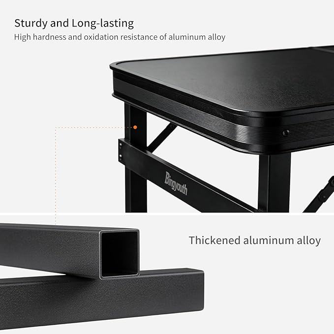 6FT x 2FT Folding Camping Table with Aluminum Alloy Legs Adjustable Height Portable Outdoor Picnic Table for Camping Travel Parties Kids Crafts and Market Vendor Use