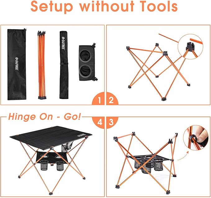 G4Free Folding Camp Table Large Portable Camping Table with 4 Cup Holders and Carrying Bags for Indoor and Outdoor Picnic Tailgating BBQ Beach Hiking Travel Fishing Fishing