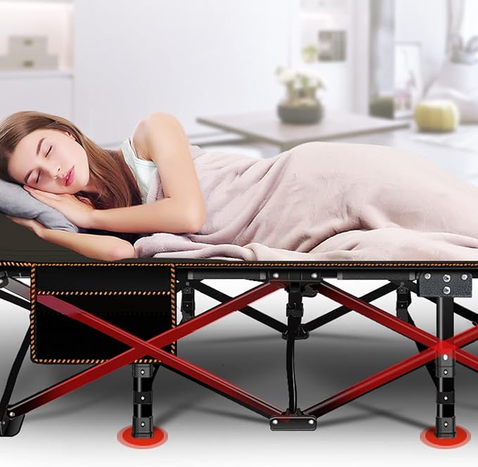 LILYPELLE 2 Pack Folding Camping Cot W/Mattress 78 L x 32 W x 18 H Cot Bed Heavy Duty Wide Camping Cot XXL for Adults Portable Sleeping Cot Bed for Travel Camping/Office Home Nap