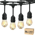 Svater 36 FT Outdoor String Lights 2W Commercial Grade Patio Light with 13 pc Edison Shatterproof Bulbs IP65 Waterproof LED Hanging Lighting for Bistro Cafe Market Outside Backyard Warm White 2700K