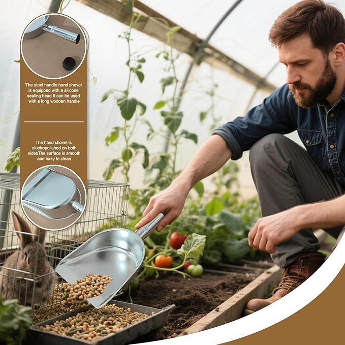 Large Stainless Steel Scoop 15.55x8.27x3.15 Inch Flour Shovel 470g Metal Bagger for Bulk Grains Sugar Laundry Room Feed Restaurant Buffet Warehouse