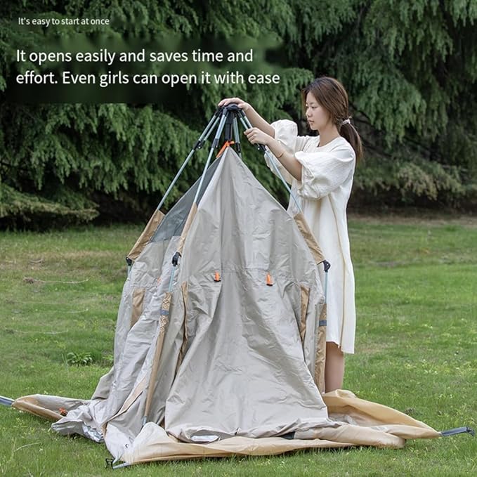 Outdoor Camping Tent Canopy 2-in-1 3-4 People Beach Fully Automatic Portable Folding Camping Equipment