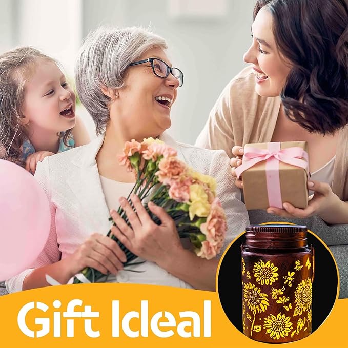 Solar Outdoor Lanterns 4pack Sunflower Garden Decor LED Light Hanging Sunflower Birthday Gifts for Women Mom Grandma (Sunflower 4pack)