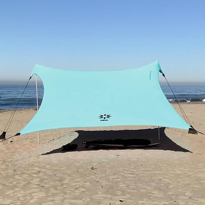 Neso Gigante Portable Beach Tent Sun Shelter - Lightweight Beach Shade Canopy - Easy Setup for Family Outings - Patented Reinforced Corners - UPF 50+ Sun Protection - 8ft Tall 11 x 11ft - Seafoam
