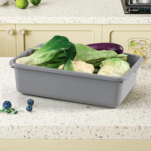 4 Pack Commercial Bus Tub 8 L Small Rectangle Wash Basin Grey